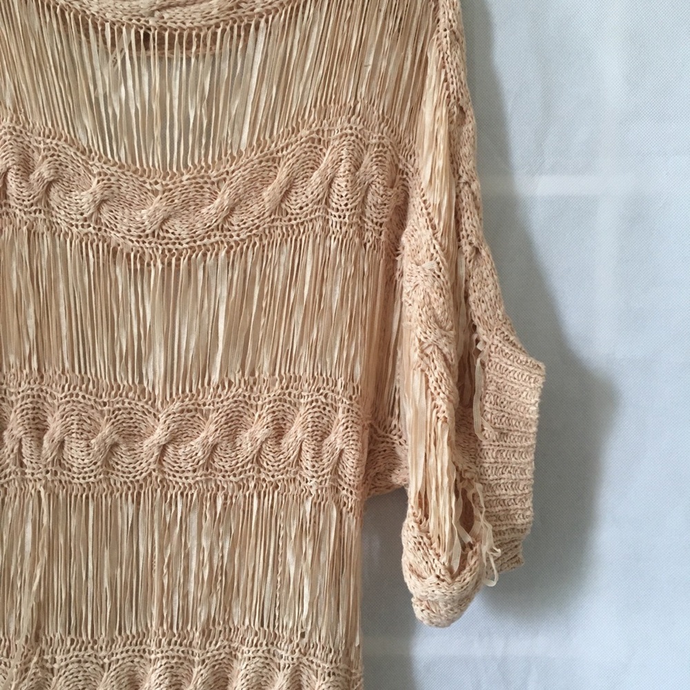 Free people stripy crochet peach dress